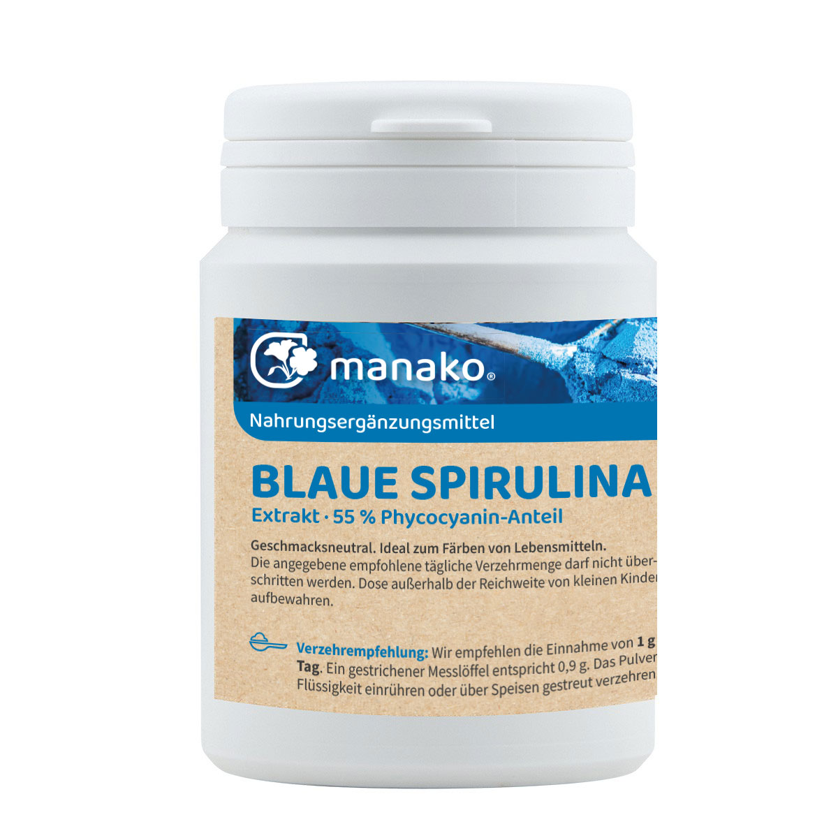 Blaue Spirulina Extrakt, 55% Phycocyanin Anteil, Dose a 100g