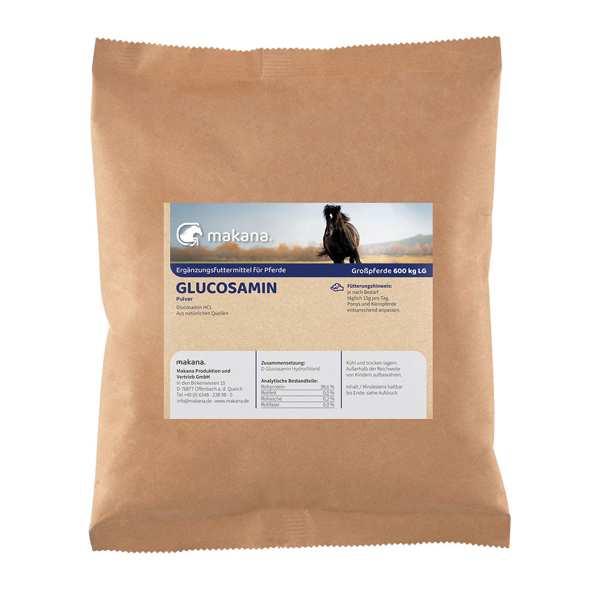 Makana Glucosamin HCL Pulver für Pferde, 1000 g Beutel
