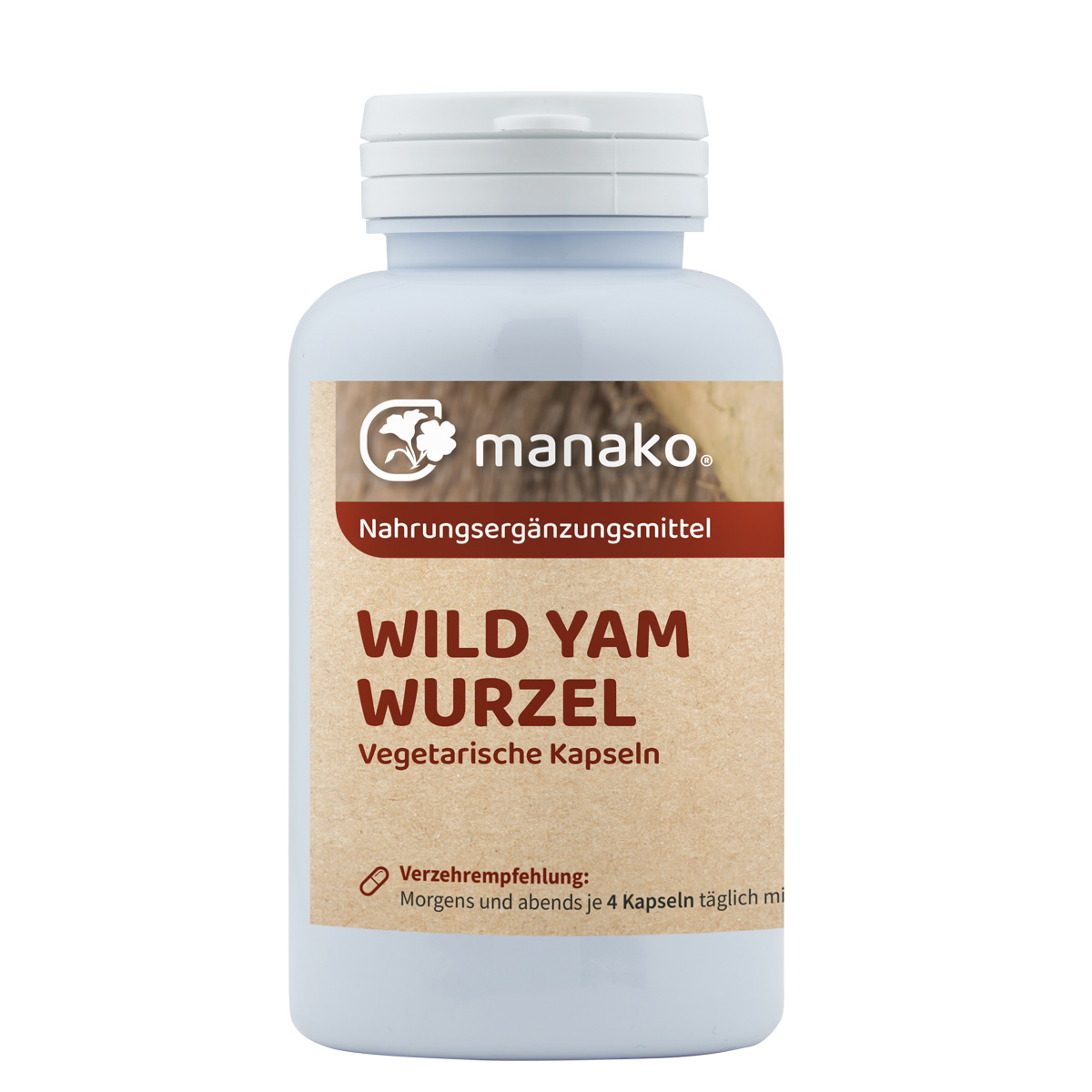 manako Wild Yam Wurzel vegetarische Kapseln, 120 Stück, Dose a 54 g