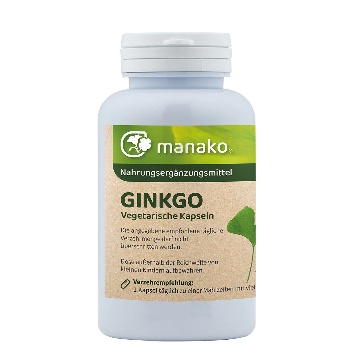 manako Ginkgo vegetarische Kapseln, 90 Stück, Dose a 30 g
