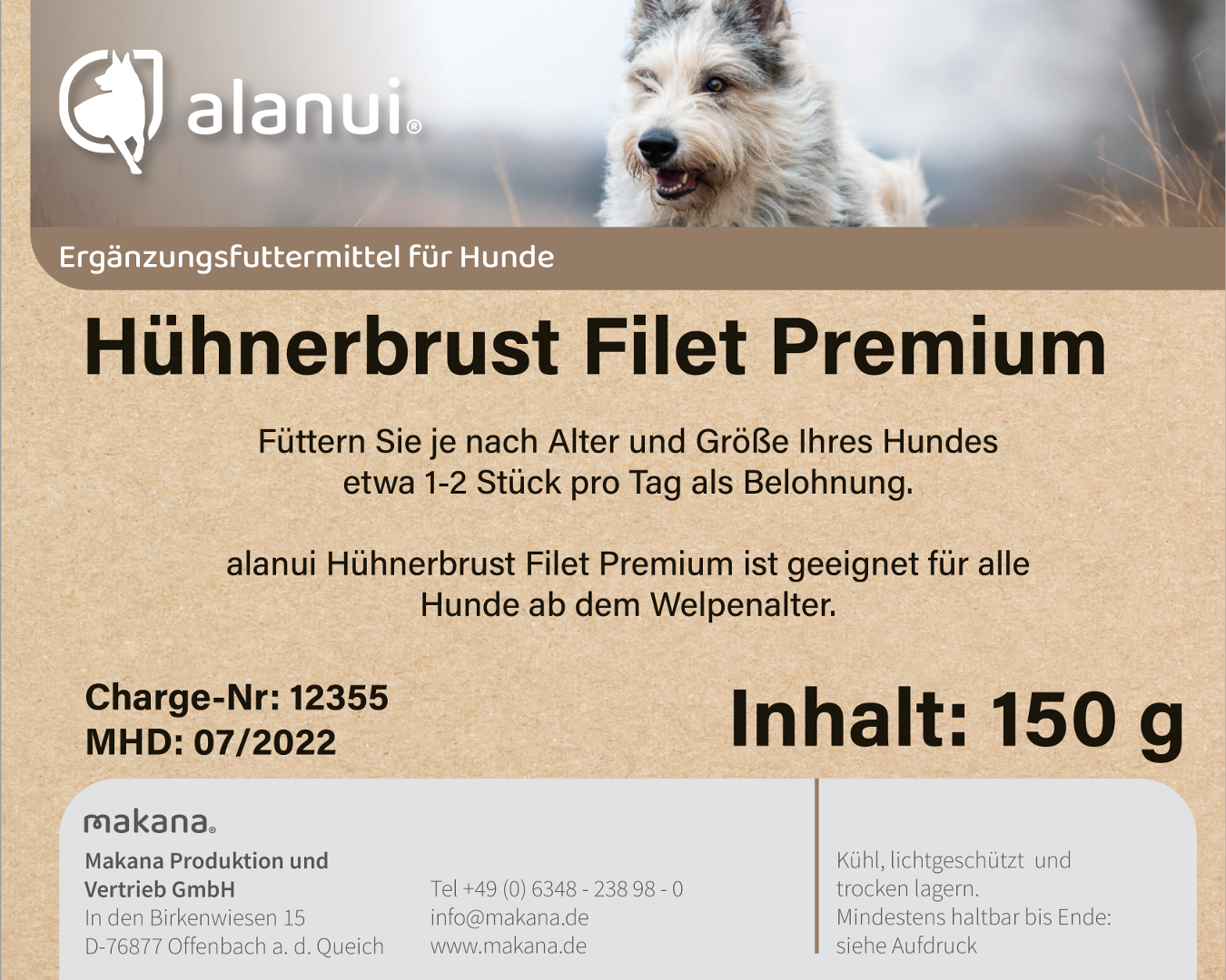 alanui Hühnerbrust Filet Premium für Hunde 150 g